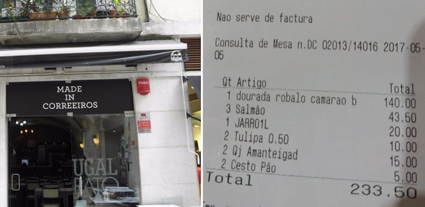 Restaurante lisboeta acusado de enganar clientes com contas exorbitantes